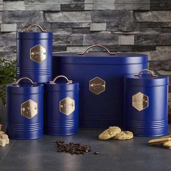 5 Piece Kitchen Canister Set - Tin Navy