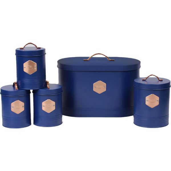 5 Piece Kitchen Canister Set - Tin Navy - Image 3