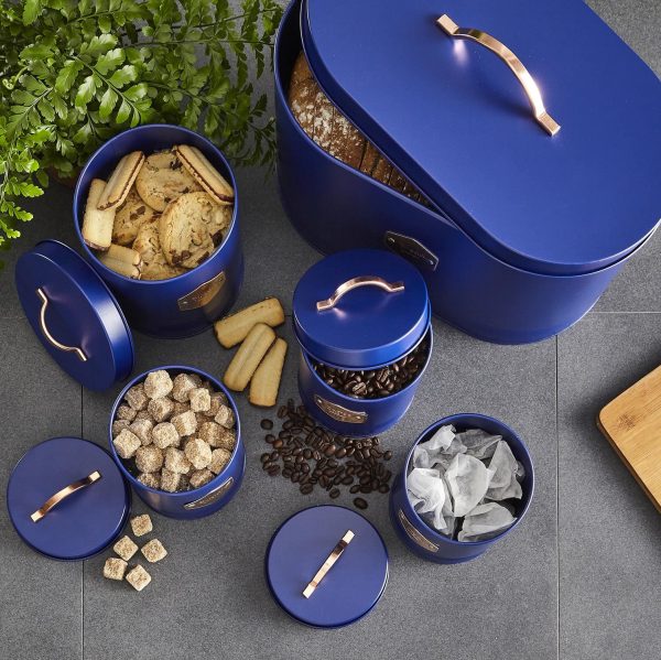 5 Piece Kitchen Canister Set - Tin Navy - Image 2