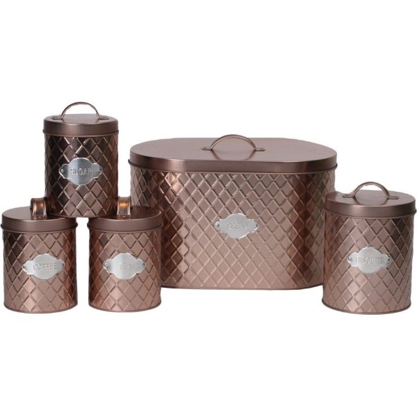 5 Piece Kitchen Canister Set - Hexagonal Copper - Image 3