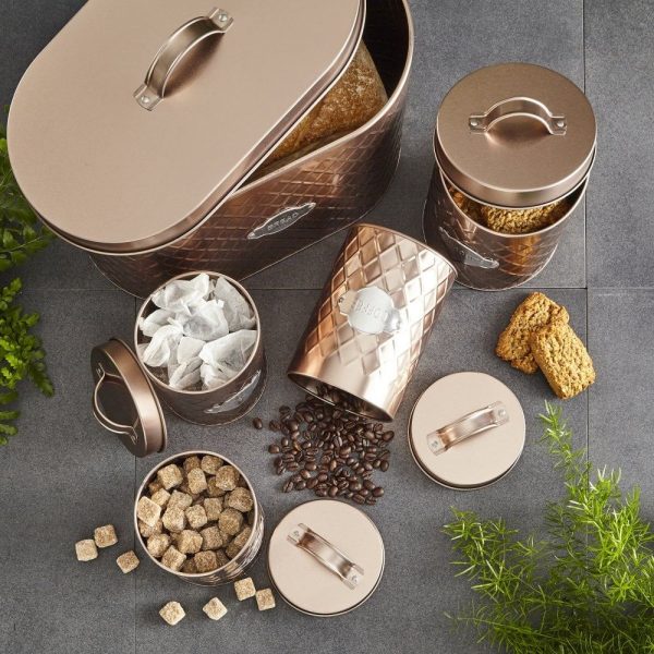 5 Piece Kitchen Canister Set - Hexagonal Copper - Image 2