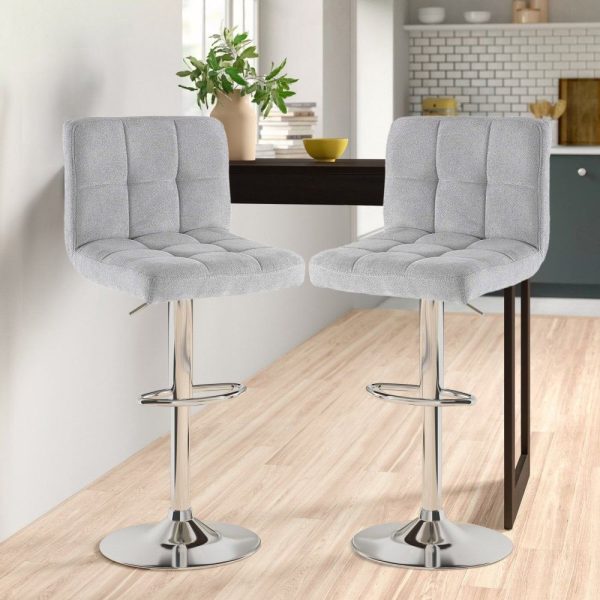 Fabric Bar Stool with Chrome Leg - Grey