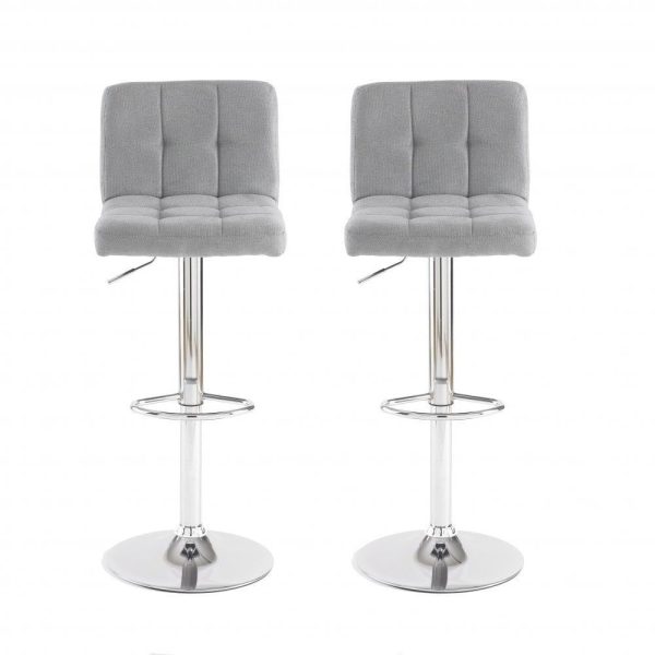 Fabric Bar Stool with Chrome Leg - Grey - Image 3