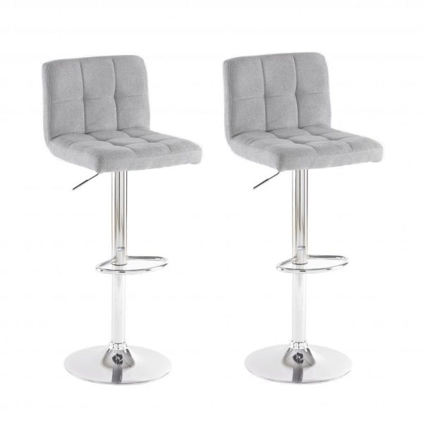 Fabric Bar Stool with Chrome Leg - Grey - Image 2