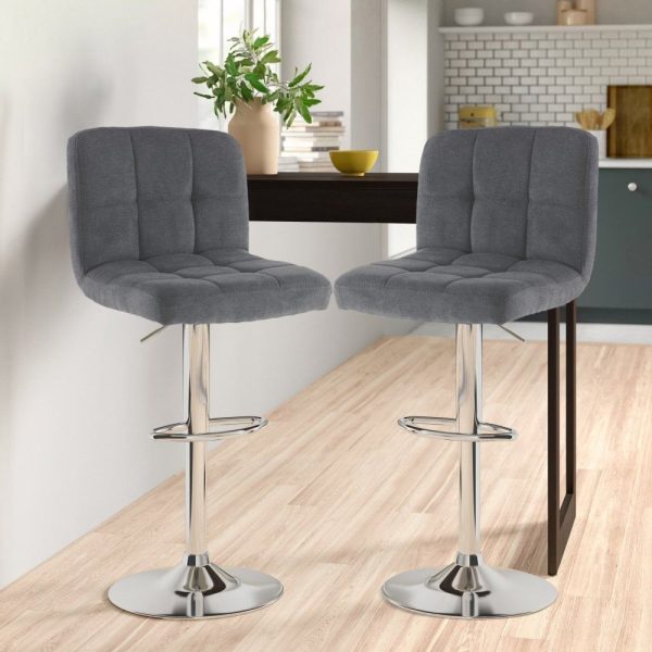 Fabric Bar Stool with Chrome Leg - Dark Grey