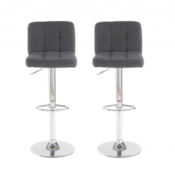 Fabric Bar Stool with Chrome Leg - Dark Grey - Image 2