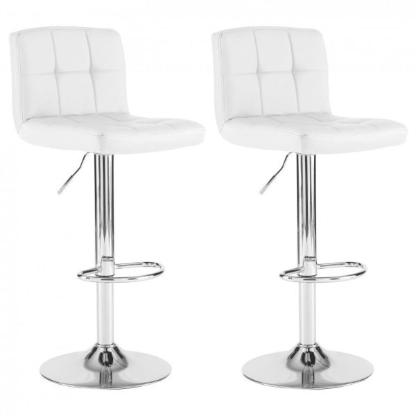 Faux Leather Bar Stool with Chrome Leg - White - Image 2