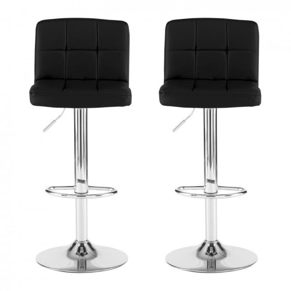 Faux Leather Bar Stool with Chrome Leg - Black - Image 2