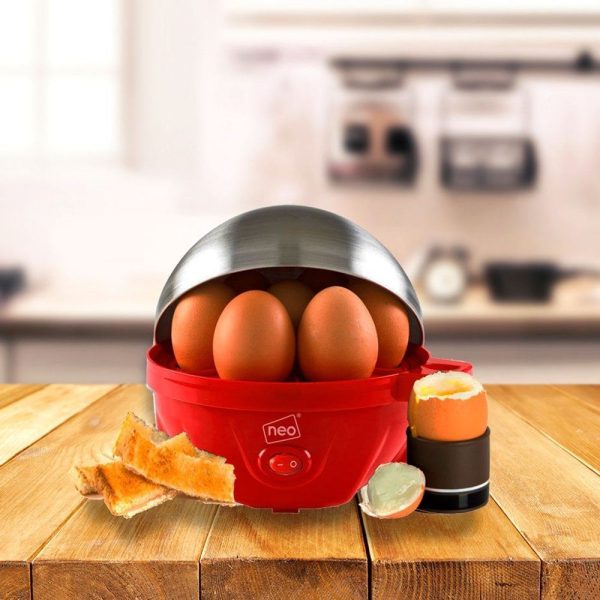 Stainless Steel Electric Egg Boiler Poacher and Steamer - Red