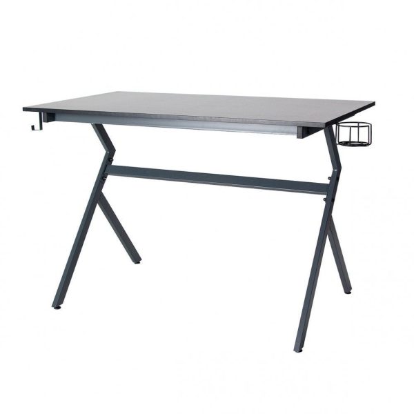 Ergonomic Gaming Desk with Headphone Hook - Grey - Image 3