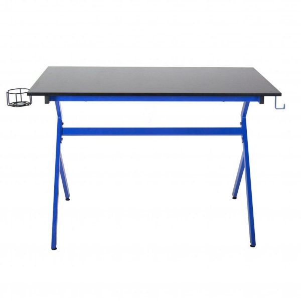 Ergonomic Gaming Desk with Headphone Hook - Blue - Image 2