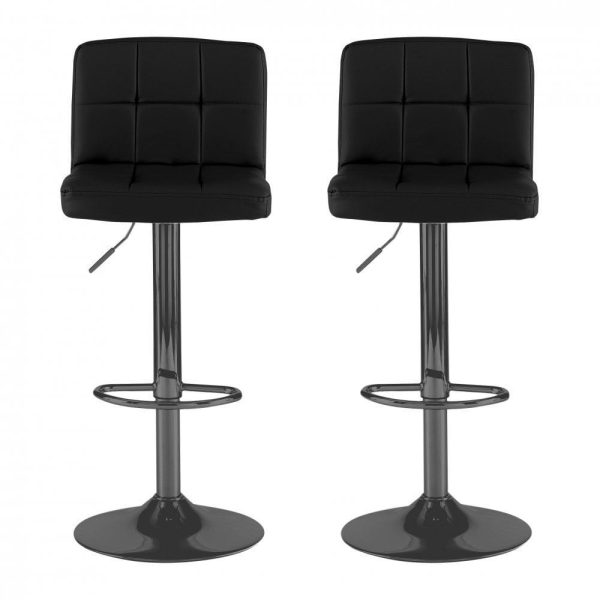 Faux Leather Bar Stool with Matt Black Leg - Black - Image 3