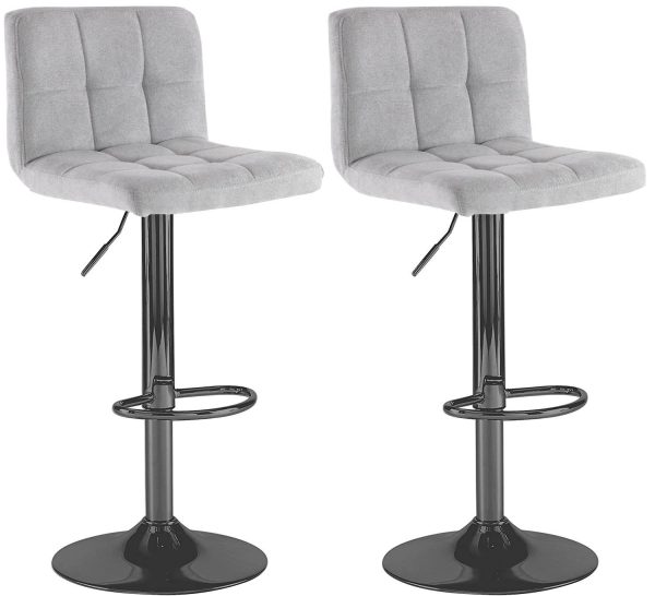Fabric Bar Stool with Matt Black Leg - Grey - Image 2