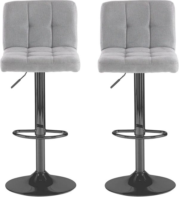 Fabric Bar Stool with Matt Black Leg - Grey - Image 3