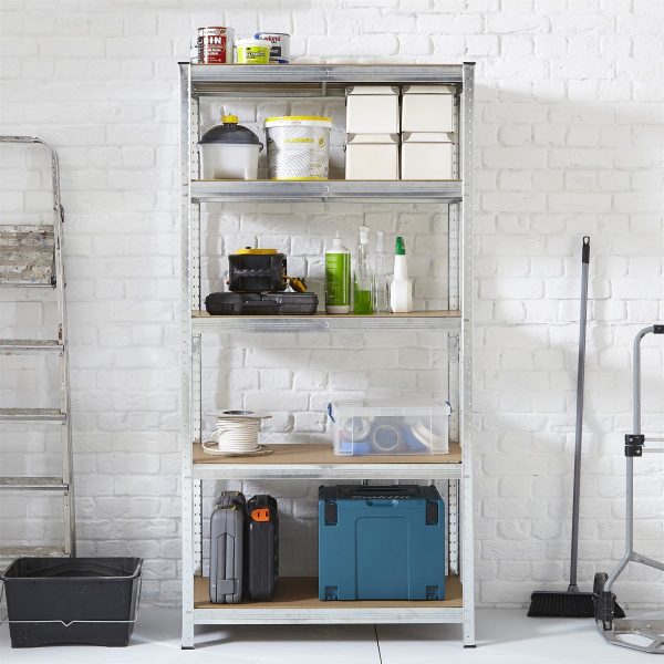 Large 5 Tier Garage Shelving Racking - Galvanised
