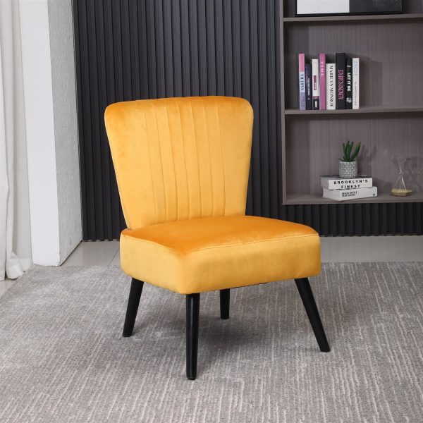 Crushed Velvet Shell Accent Chair - Yellow