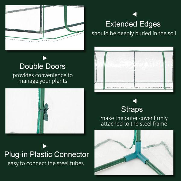 Tunnel Greenhouse Steel Frame, PE Cover, Transparent, 200 x 100 x 80cm - Image 3
