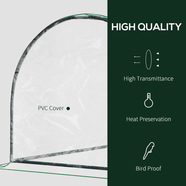 Tunnel Greenhouse Steel Frame, PE Cover, Transparent, 200 x 100 x 80cm - Image 5