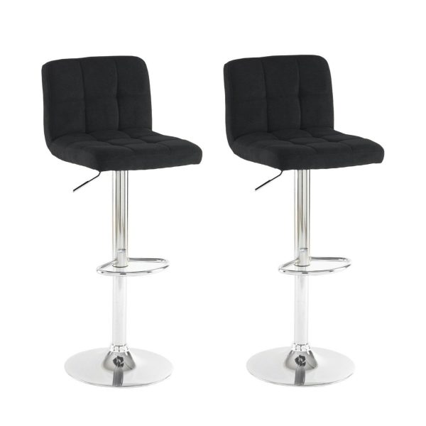 Fabric Bar Stool with Chrome Leg - Black - Image 3