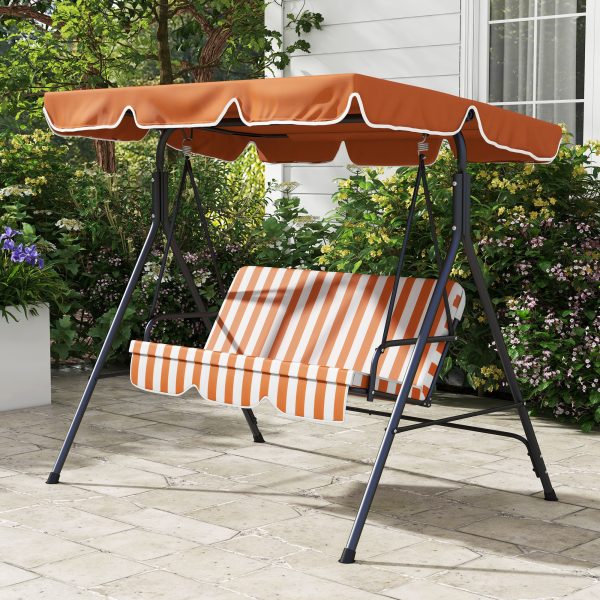 Outsunny Outdoor 3-person Porch Swing Chair with Adjustable Canopy Orange - Image 8