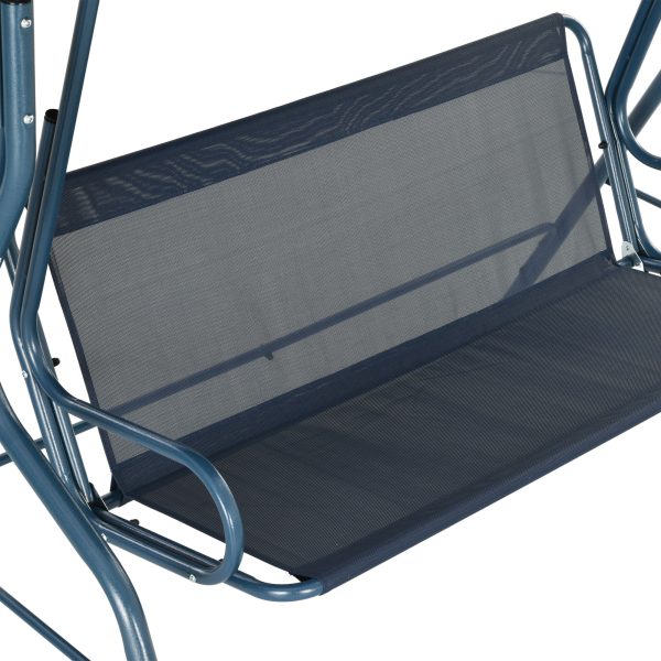 Outsunny 3-person Garden Swing Chair w/ Adjustable Canopy, Blue Stripes - Image 8