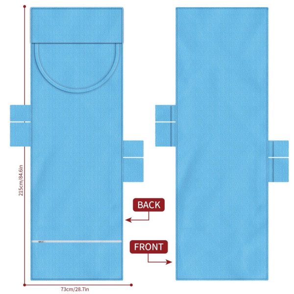 Vinsani Sun Lounger Beach Towel Carry with Pockets Sand Free Compact Bag Soft Microfibre Quick Dry Lightweight 215 x 73 cm for Holiday Summer Garden Swim Pool Beach Lounger Towels – Blue - Image 6