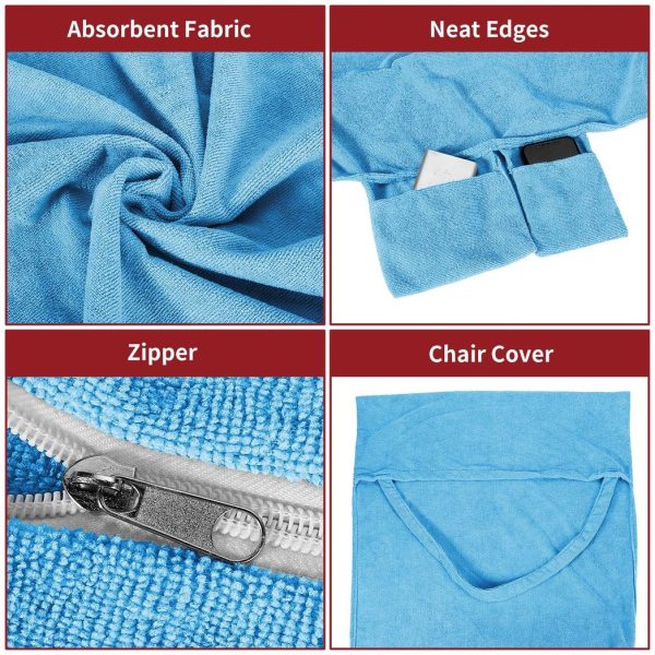 Vinsani Sun Lounger Beach Towel Carry with Pockets Sand Free Compact Bag Soft Microfibre Quick Dry Lightweight 215 x 73 cm for Holiday Summer Garden Swim Pool Beach Lounger Towels – Blue - Image 7