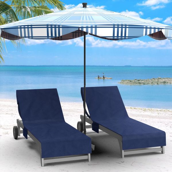 Vinsani Sun Lounger Beach Towel Carry with Pockets Sand Free Compact Bag Soft Microfibre Quick Dry Lightweight 215 x 73 cm for Holiday Summer Garden Swim Pool Beach Lounger Towels – Navy Blue - Image 4