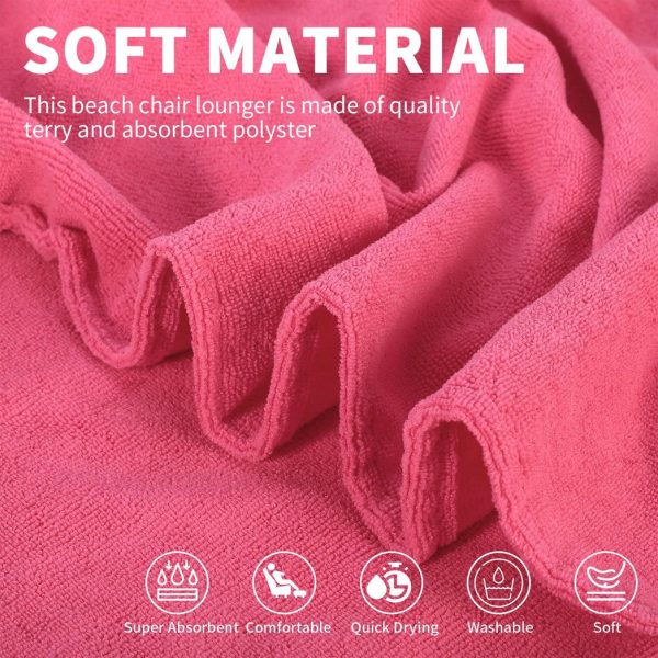 Vinsani Sun Lounger Beach Towel Carry with Pockets Sand Free Compact Bag Soft Microfibre Quick Dry Lightweight 215 x 73 cm for Holiday Summer Garden Swim Pool Beach Lounger Towels – Pink - Image 5