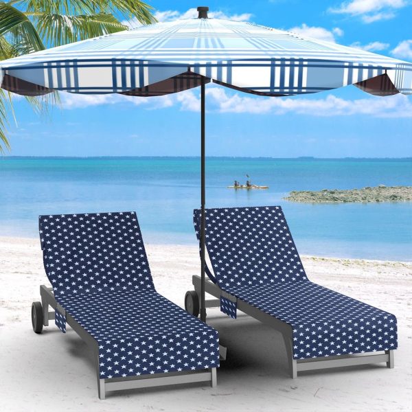 Vinsani Sun Lounger Beach Towel Carry with Pockets Sand Free Compact Bag Soft Microfibre Quick Dry Lightweight 215 x 73 cm for Holiday Summer Garden Swim Pool Beach Lounger Towels – Navy with Stars - Image 2