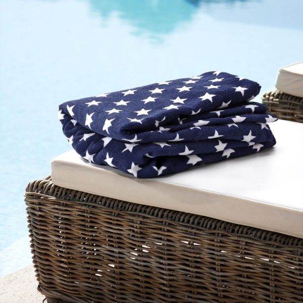 Vinsani Sun Lounger Beach Towel Carry with Pockets Sand Free Compact Bag Soft Microfibre Quick Dry Lightweight 215 x 73 cm for Holiday Summer Garden Swim Pool Beach Lounger Towels – Navy with Stars - Image 6