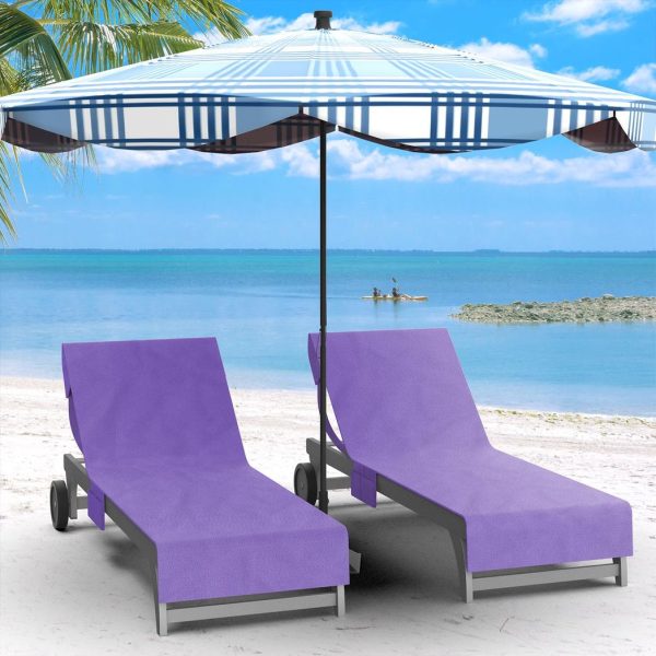 Vinsani Sun Lounger Beach Towel Carry with Pockets Sand Free Compact Bag Soft Microfibre Quick Dry Lightweight 215 x 73 cm for Holiday Summer Garden Swim Pool Beach Lounger Towels – Purple - Image 7