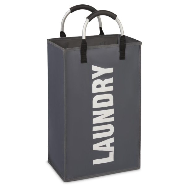 Vinsani Single Collapsible Washing Laundry Basket Bag (3 Colors) for Bedroom, Fabric (Dark Grey)