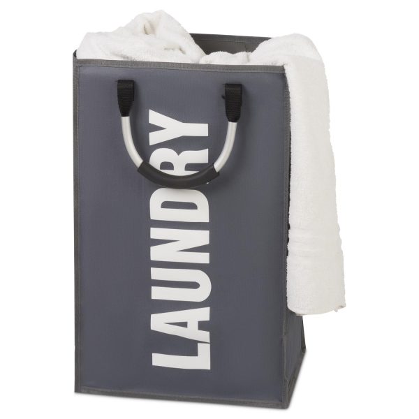 Vinsani Single Collapsible Washing Laundry Basket Bag (3 Colors) for Bedroom, Fabric (Dark Grey) - Image 2