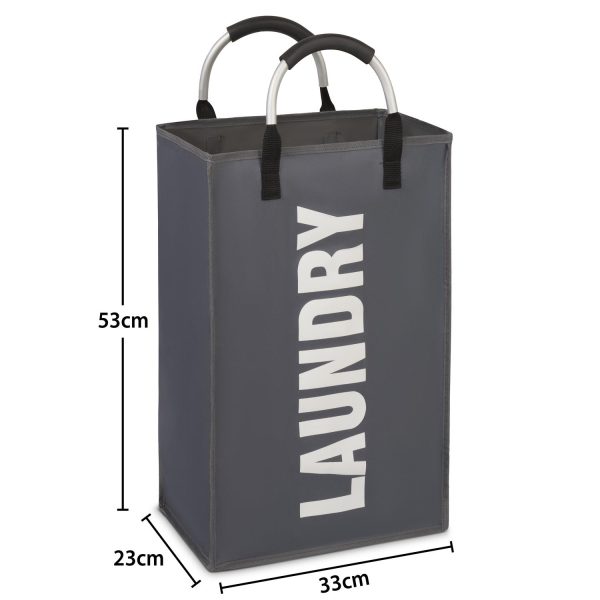 Vinsani Single Collapsible Washing Laundry Basket Bag (3 Colors) for Bedroom, Fabric (Dark Grey) - Image 3