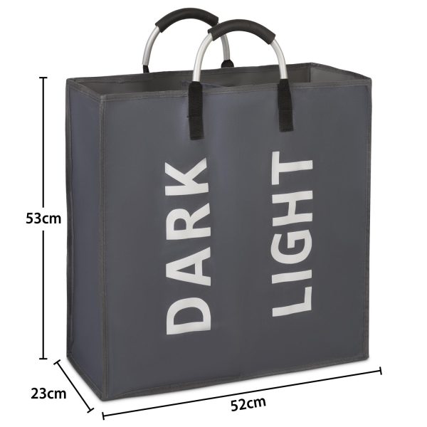 Vinsani Double Collapsible Washing Laundry Basket Bag (3 Colors) for Bedroom, Fabric (Dark Grey) - Image 4