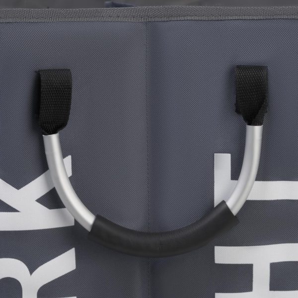 Vinsani Double Collapsible Washing Laundry Basket Bag (3 Colors) for Bedroom, Fabric (Dark Grey) - Image 2