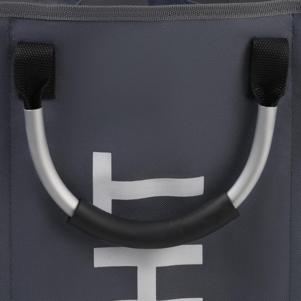 Vinsani Triple Collapsible Washing Laundry Basket Bag (3 Colors) for Bedroom, Fabric (Dark Grey) - Image 3