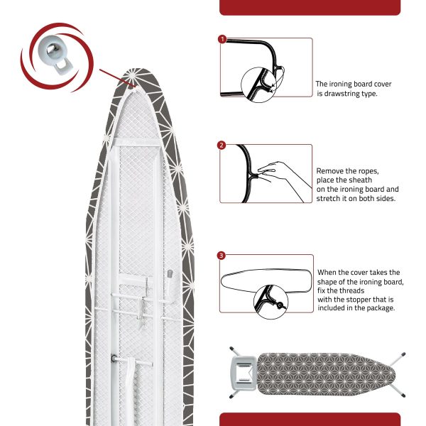 VINSANI IRONING BOARD COVER GREY STAR 0009890 - Image 6
