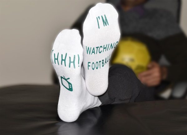 Vinsani 'Shhh I'm Watching Football' Funny Ankle Socks, Gift For Football Fans - White - Image 2