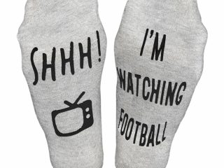 Vinsani 'Shhh I'm Watching Football' Funny Ankle Socks, Gift For Football Fans - Grey