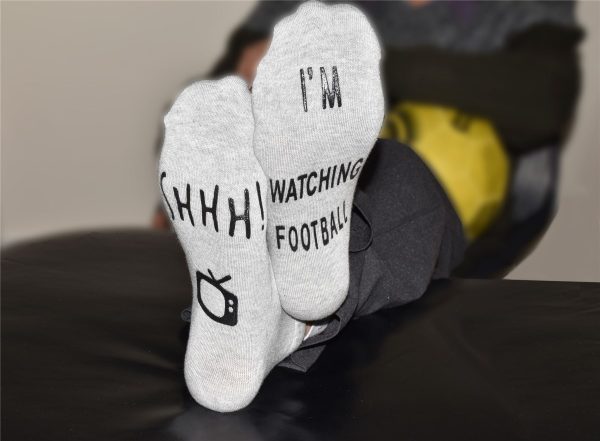Vinsani 'Shhh I'm Watching Football' Funny Ankle Socks, Gift For Football Fans - Grey - Image 2