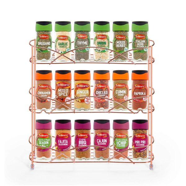 Vinsani Spice Rack 3 Tiers - Kitchen Shelf Organiser for Jars Bottles Space Saving Storage - Free Standing - Rose Gold - Image 8
