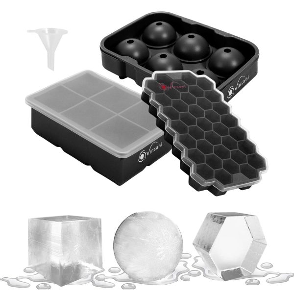 VINSANI 3 PACK SILICONE ICE TRAYS BLACK 0000363