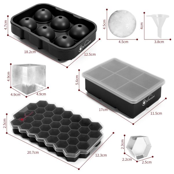 VINSANI 3 PACK SILICONE ICE TRAYS BLACK 0000363 - Image 3