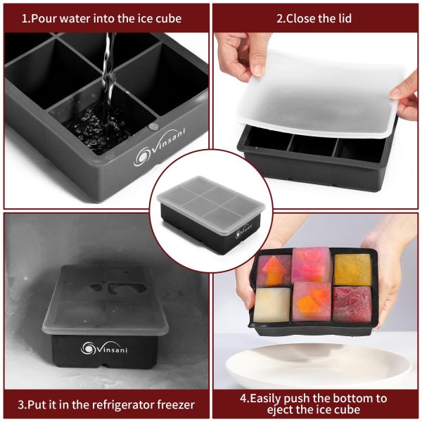 VINSANI 3 PACK SILICONE ICE TRAYS BLACK 0000363 - Image 7