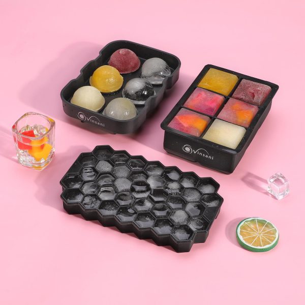 VINSANI 3 PACK SILICONE ICE TRAYS BLACK 0000363 - Image 5