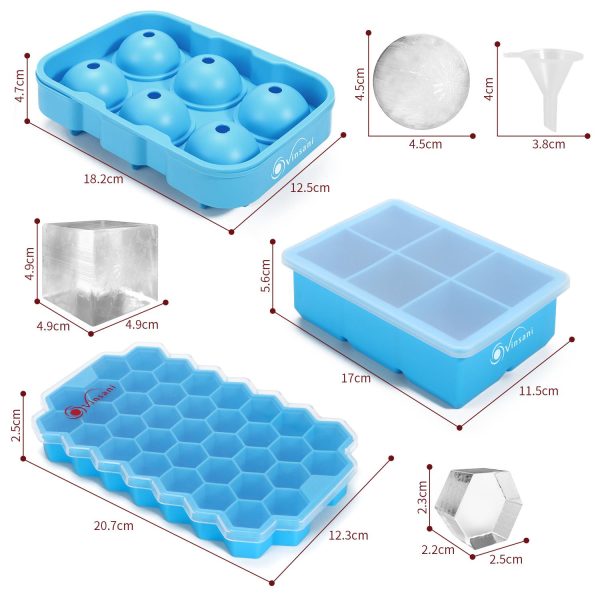 VINSANI 3 PACK SILICONE ICE TRAYS BLUE 0000364 - Image 3