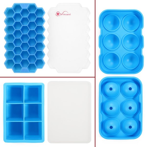 VINSANI 3 PACK SILICONE ICE TRAYS BLUE 0000364 - Image 8