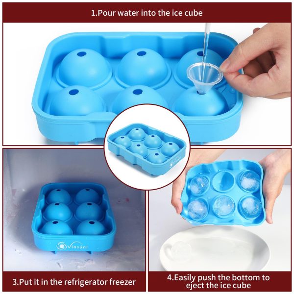 VINSANI 3 PACK SILICONE ICE TRAYS BLUE 0000364 - Image 2